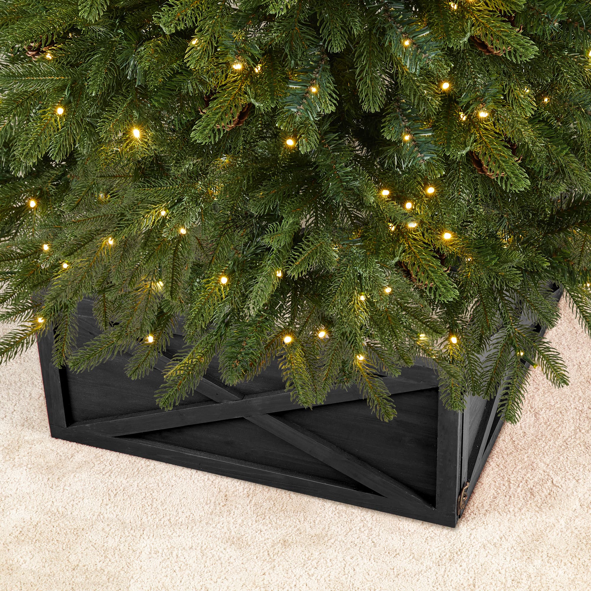 Glitzhome® 26" Black Wooden Tree Collar